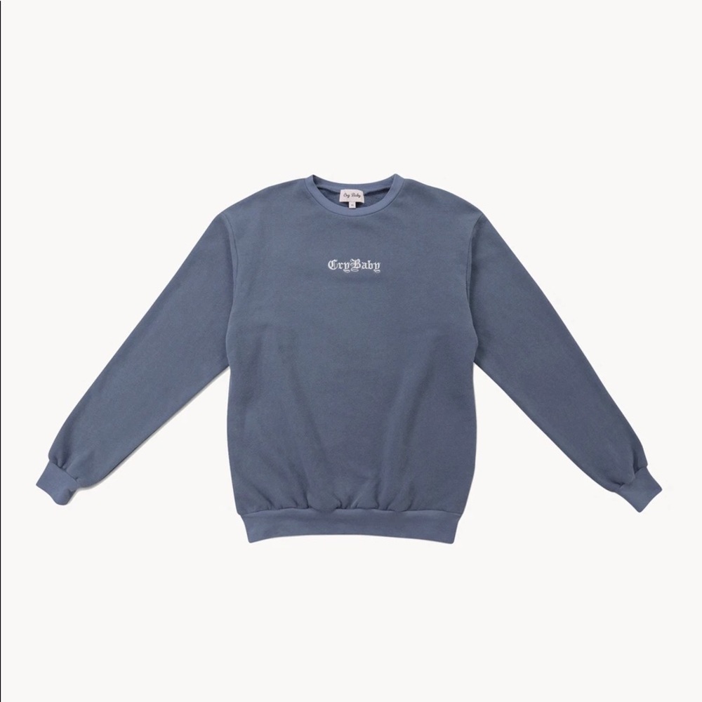 Stone Blue Old English Crewneck - CryBaby
